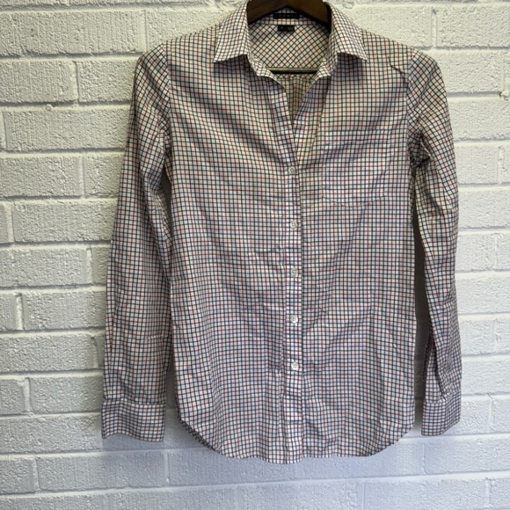 Theory Red and Blue Casual Button Down Shirt